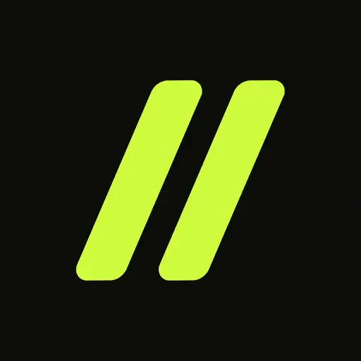 Splits app icon: two slanted volt green bars on black